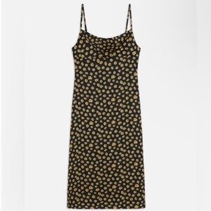 WeWoreWhat Ditsy Daisy Cowl Midi Dress Black Multi Floral Size 2